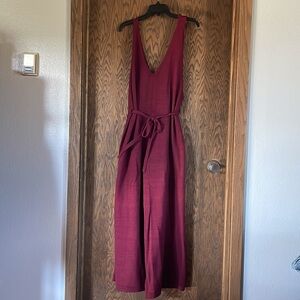 Very J Women's Deep Red V-Neck Sweater Jumpsuit